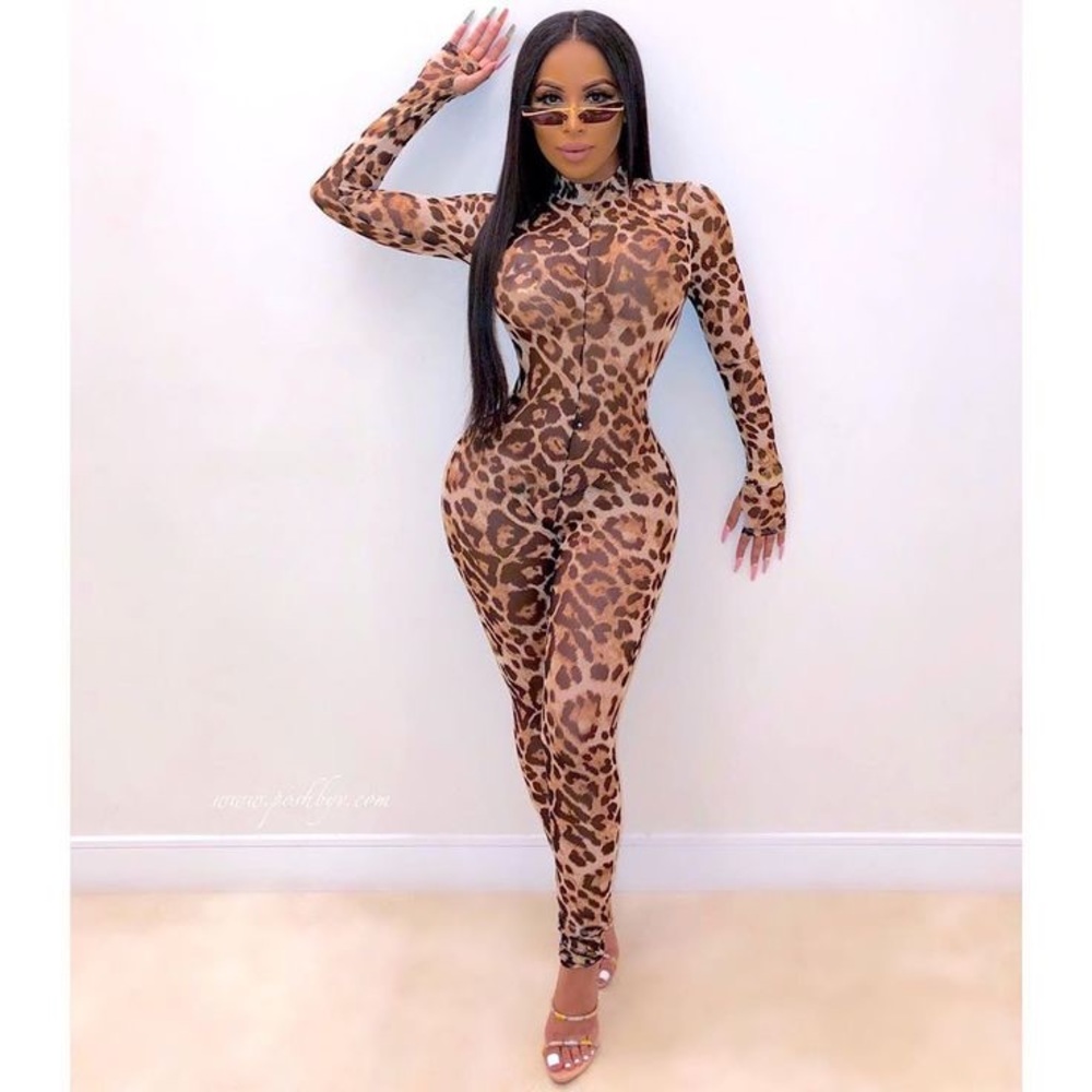Women Leopard Print Jumpsuit